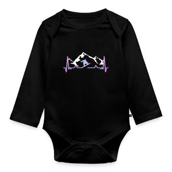 Heartbeat Snowboard Stylish Mountain - Body Bébé bio manches longues - noir - Devant