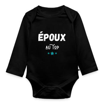 époux au top idée cadeau - Body Bébé bio manches longues - noir - Devant