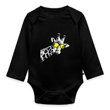 Giraffe Sonnenbrille Party Musik Giraffenliebe Gir - Baby Bio-Langarm-Body - Schwarz - Vorne