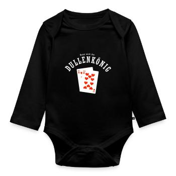 Dullen König Doppelkopf Herz 10 - Baby Bio-Langarm-Body - Schwarz - Vorne