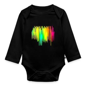 Rainbow dégradé coloré cool rétro tendance Art 2 - Body Bébé bio manches longues - noir - Devant