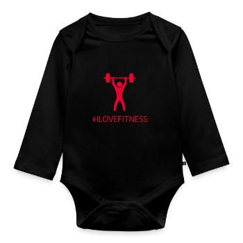 #Fitness - Body Bébé bio manches longues - noir - Devant