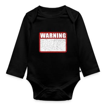 Warning Sign English Warning - Organic Longsleeve Baby Bodysuit - black - Front