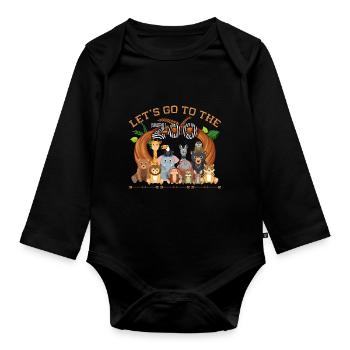 Family Zoo Travel Safari Animal Lovers - Organic Longsleeve Baby Bodysuit - black - Front