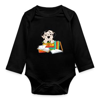 Les amoureux des chiens dalmates lisent le livre chiot - Body Bébé bio manches longues - noir - Devant