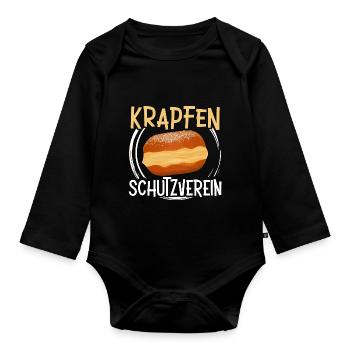 Krapfen Schutzverein Faschingskrapfen - Baby Bio-Langarm-Body - Schwarz - Vorne
