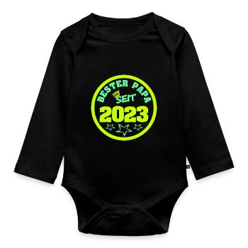 Vater 2023 - Baby Bio-Langarm-Body - Schwarz - Vorne