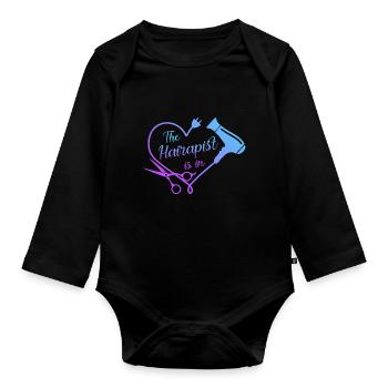 The Therapist is in - Organic Longsleeve Baby Bodysuit - black - Front