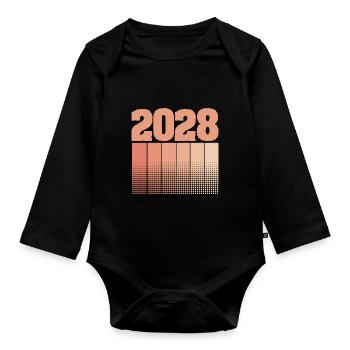 2028 - Organic Longsleeve Baby Bodysuit - black - Front