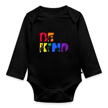 Be Kind Deaf Pride - Baby Bio-Langarm-Body - Schwarz - Vorne