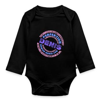 Vorname Denis - Baby Bio-Langarm-Body - Schwarz - Vorne