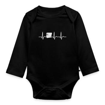 Courbe ECG - courbe cardiaque - livre - lecture - Body Bébé bio manches longues - noir - Devant