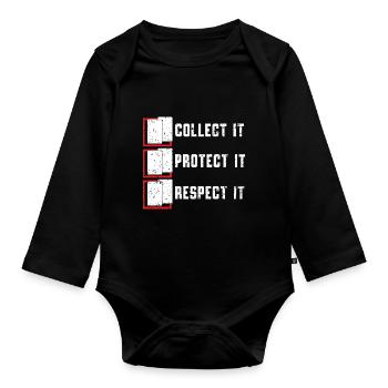 Sammle sie - Beschütze sie - Respektiere sie TCG - Baby Bio-Langarm-Body - Schwarz - Vorne