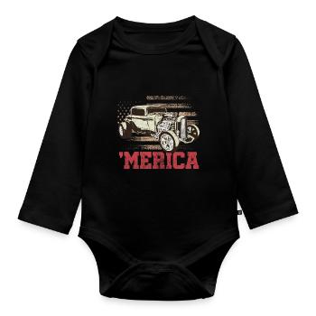Merica | Vintage Car - Baby Bio-Langarm-Body - Schwarz - Vorne