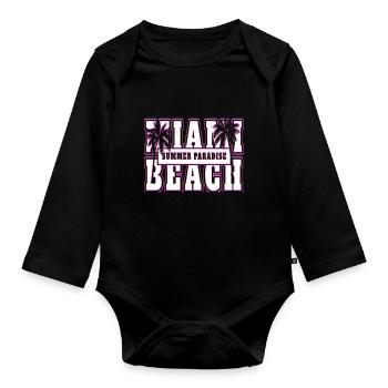 Neon Anime Retro Vintage Cool Pink NGE - Baby Bio-Langarm-Body - Schwarz - Vorne