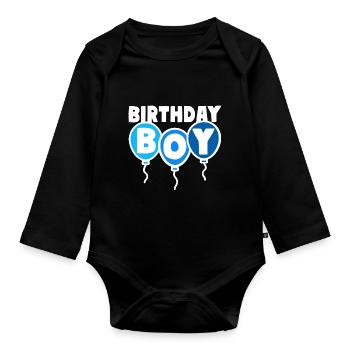 Anniversaire Garçon Anniversaire Enfant - Body Bébé bio manches longues - noir - Devant