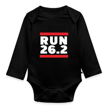 Run 26 2 - Organic Longsleeve Baby Bodysuit - black - Front