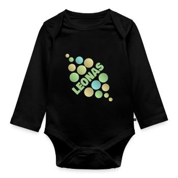 Prénom Leonas - Body Bébé bio manches longues - noir - Devant