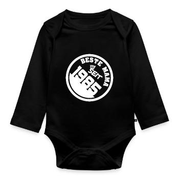 Mama 1985 - Baby Bio-Langarm-Body - Schwarz - Vorne