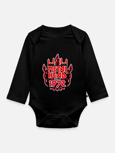 METALHEAD since 1972 - Baby Bio-Langarm-Body - Schwarz