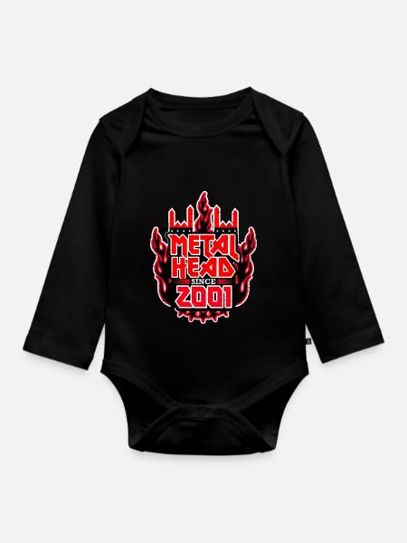 METALHEAD since 2001 - Baby Bio-Langarm-Body - Schwarz