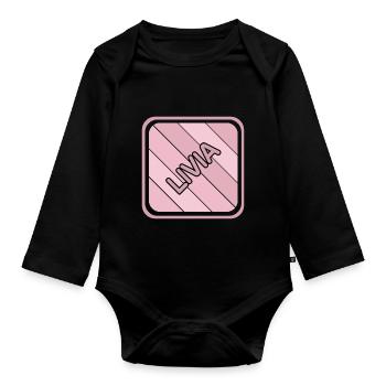 First name Livia - Organic Longsleeve Baby Bodysuit - black - Front