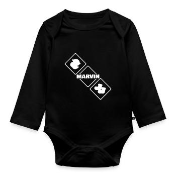 Naissance: Marvin - Body Bébé bio manches longues - noir - Devant