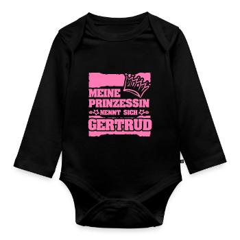 Prinzessin Gertrud - Baby Bio-Langarm-Body - Schwarz - Vorne