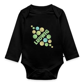 Vorname Ludwig - Baby Bio-Langarm-Body - Schwarz - Vorne