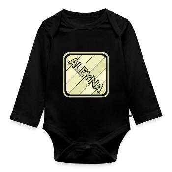 Nom de jeune fille Aleyna - Body Bébé bio manches longues - noir - Devant