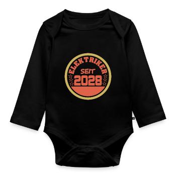 geboren 2028 - Baby Bio-Langarm-Body - Schwarz - Vorne