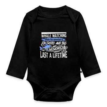 Orca Beobachtung für Buckelwale und Meerwale - Baby Bio-Langarm-Body - Schwarz - Vorne