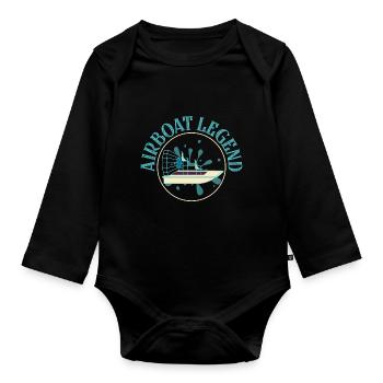 Airboat Legend Hydroplane Air Boat Propeller Swamp - Baby Bio-Langarm-Body - Schwarz - Vorne