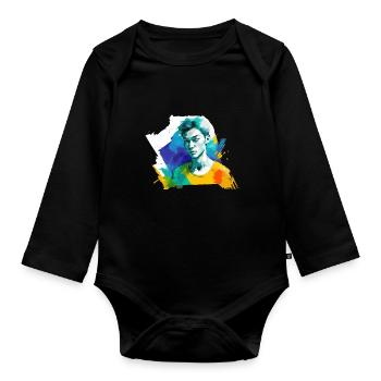 Watercolors of a boy - Organic Longsleeve Baby Bodysuit - black - Front