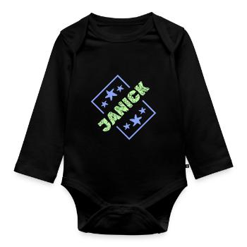 Prénom Janick - Body Bébé bio manches longues - noir - Devant