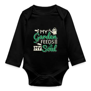 Mein Garten nährt meine Seele - Baby Bio-Langarm-Body - Schwarz - Vorne