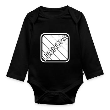 First name Leonora - Organic Longsleeve Baby Bodysuit - black - Front