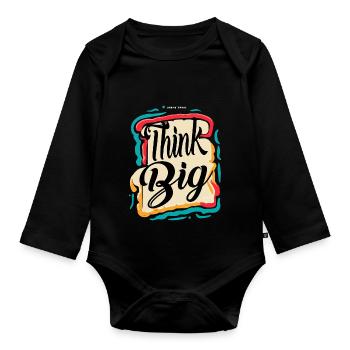 THINK BIG - Organic Longsleeve Baby Bodysuit - black - Front