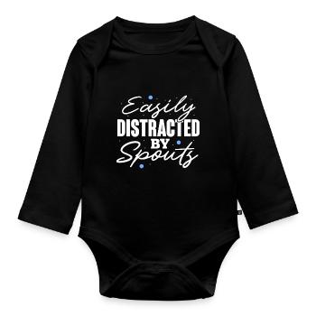 Easily Distracted By Spouts Cetacean Wahle Watcher - Organic Longsleeve Baby Bodysuit - black - Front