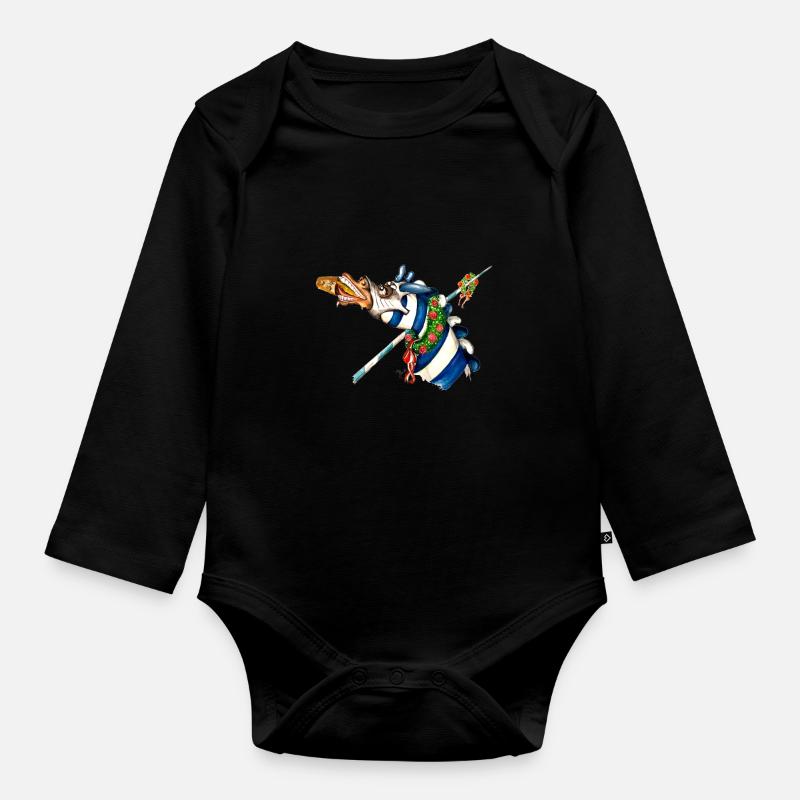 Saufendes Pferd gesp - Baby Bio-Langarm-Body - Schwarz