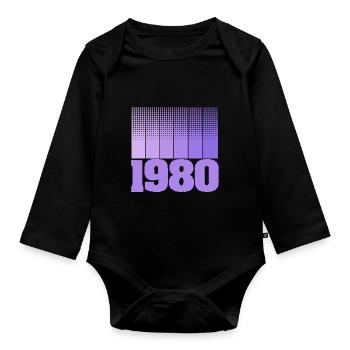 Année 1980 - Body Bébé bio manches longues - noir - Devant