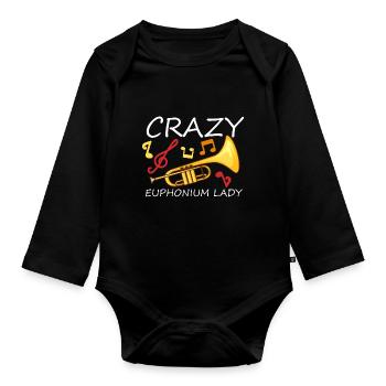 Crazy Euphonium Lady - Baby Bio-Langarm-Body - Schwarz - Vorne