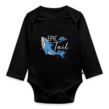 Orca Beobachtung für Buckelwale und Meerwale - Baby Bio-Langarm-Body - Schwarz - Vorne