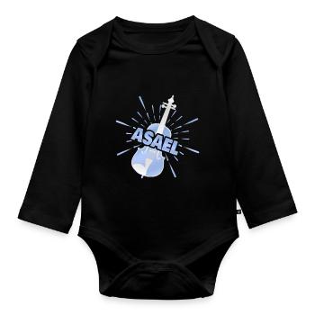 Geschenk für Asael - Baby Bio-Langarm-Body - Schwarz - Vorne