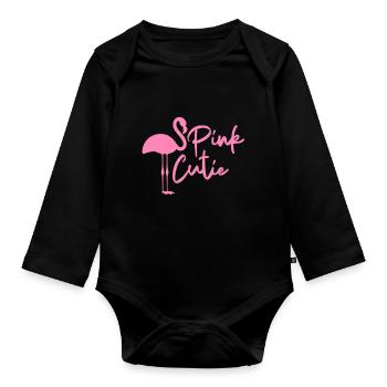 Cooles rosa Flamingo-Liebhaber-Geschenk-T-Shirt - Baby Bio-Langarm-Body - Schwarz - Vorne
