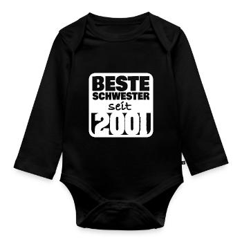 Geschwister 2001 - Baby Bio-Langarm-Body - Schwarz - Vorne