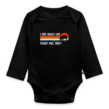 Teacup Pig Pig Minipig Piggy - Organic Longsleeve Baby Bodysuit - black - Front