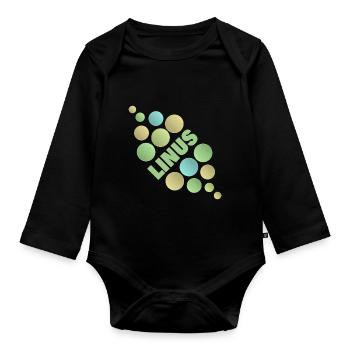 Gift idea Linus - Organic Longsleeve Baby Bodysuit - black - Front