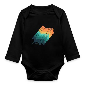 Traber Vintage Geschenk Rennen - Baby Bio-Langarm-Body - Schwarz - Vorne