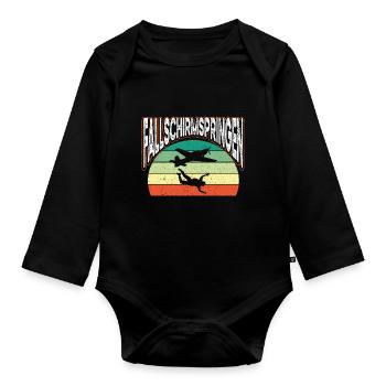 Fallschirmspringen Fallschirm Luftsport - Baby Bio-Langarm-Body - Schwarz - Vorne
